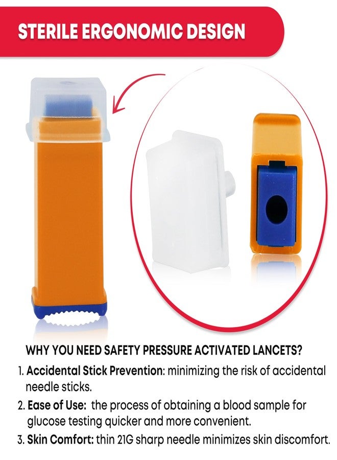 Ever Ready First Aid Safety Pressure Activated Lancets, Sterile Push Lancets – 2.2mm 21 Gauge for Blood Sugar Testing - 100 Count - Image 3